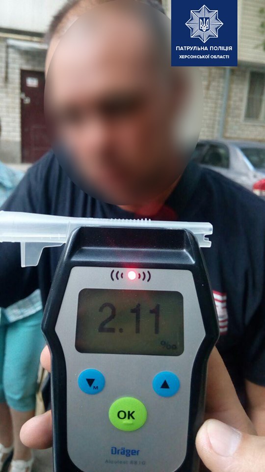 У Херсоні затримали водія, стан сп'яніння якого, майже в 11 разів перевищував допустиму норму